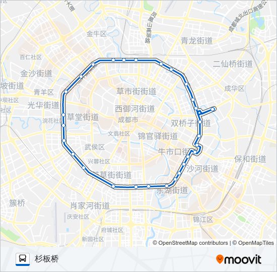 公交K2环快速公交线路的线路图