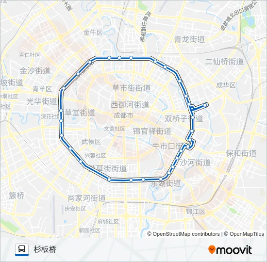 公交K2环快速公交线路的线路图