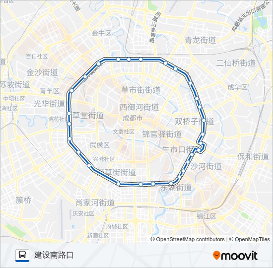 公交K2A环快速公交线路的线路图