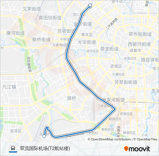 公交机场专5号线(区间)路的线路图