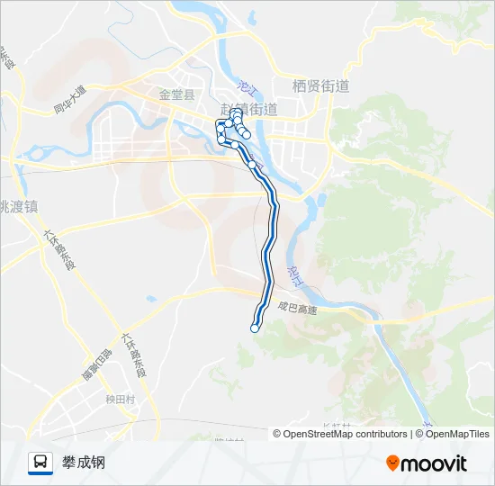 金堂县1路 Bus Line Map
