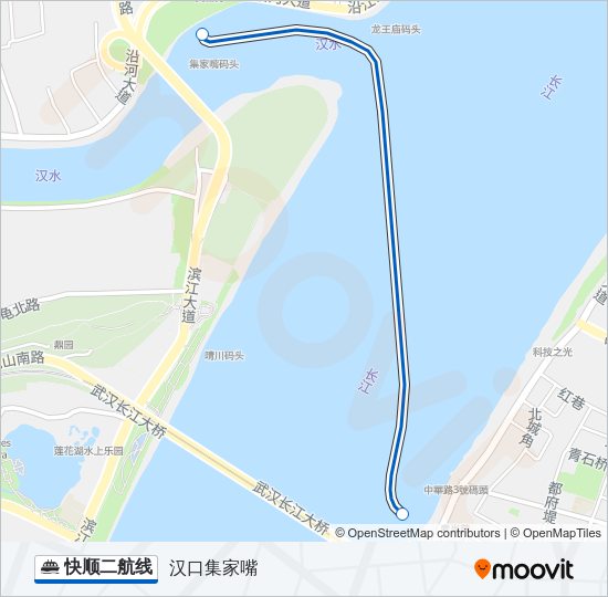 轮渡快顺二航路的线路图