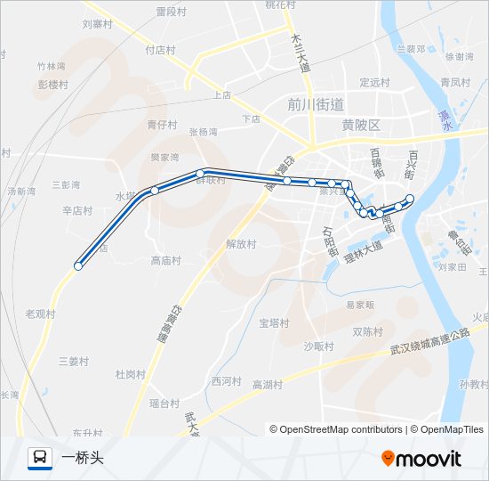 公交黄陂2路的线路图