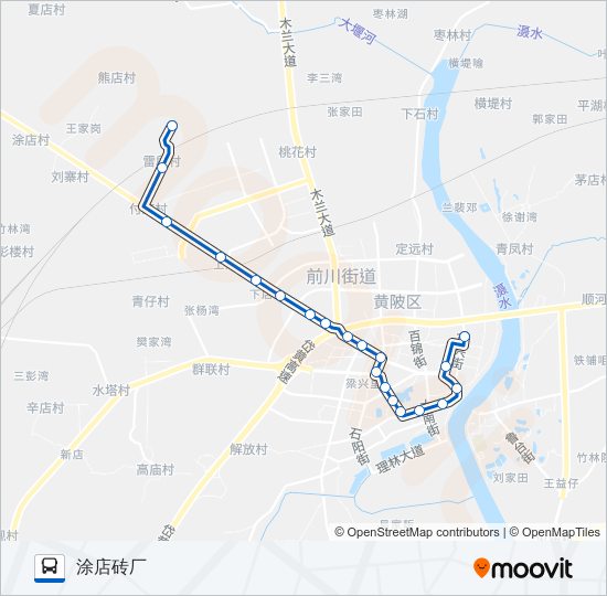 公交黄陂5路的线路图