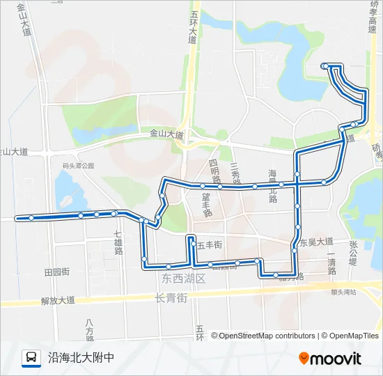 公交H82环线路的线路图