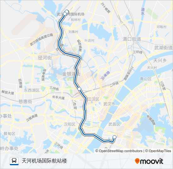 公交机场巴士2号路的线路图
