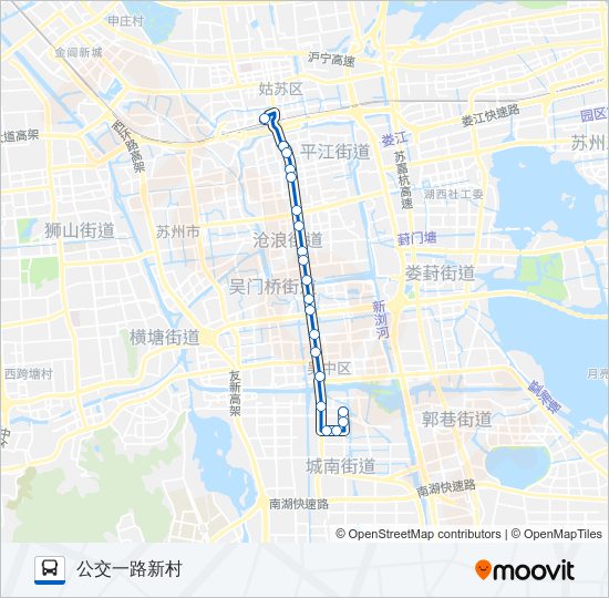 公交1路的线路图