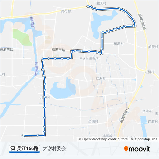 公交吴江166路的线路图