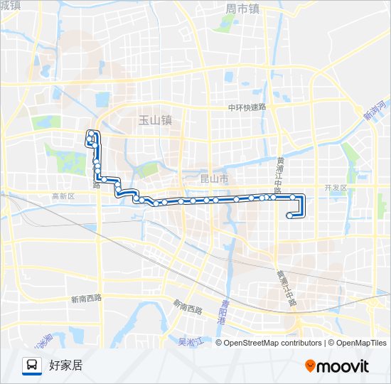 公交昆山5路的线路图