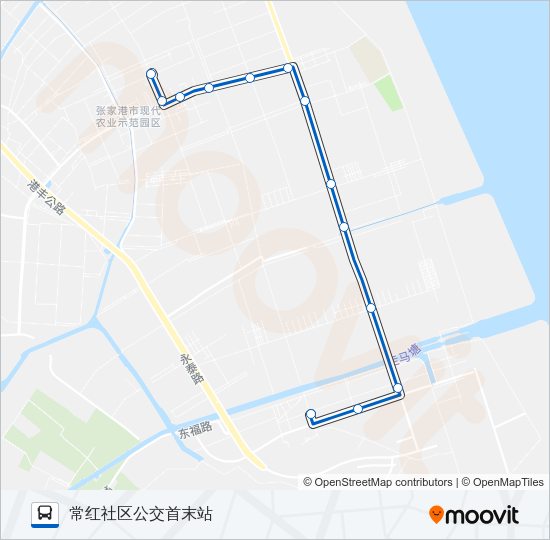 公交张家港305路的线路图