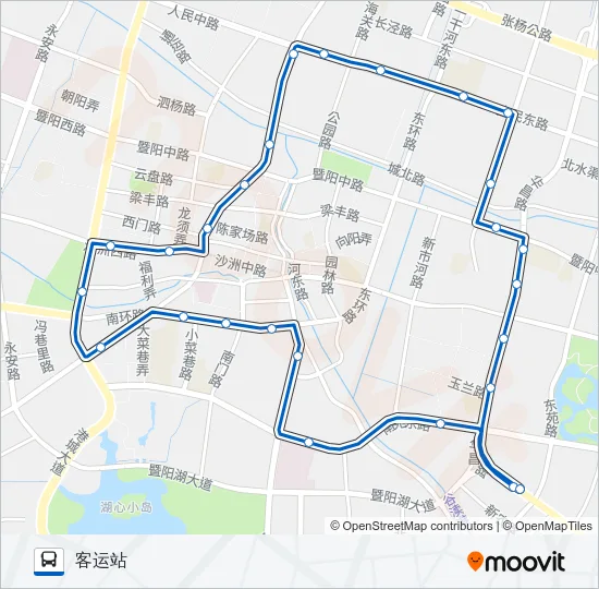 公交张家港5东线路的线路图