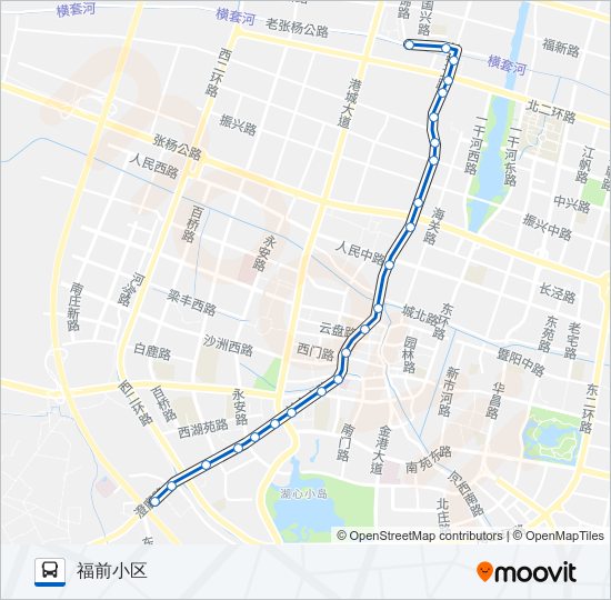 张家港6路夜班 bus Line Map