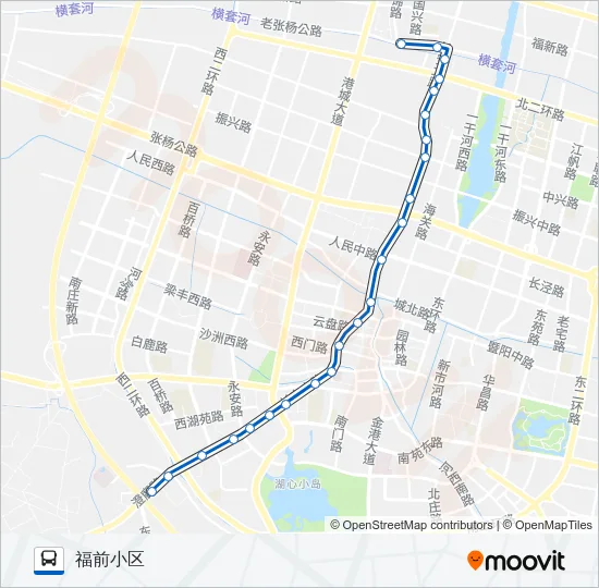公交张家港6夜班路的线路图