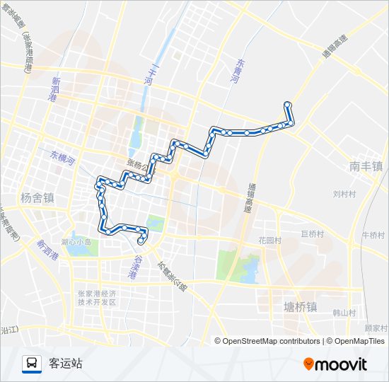 公交张家港10东线路的线路图