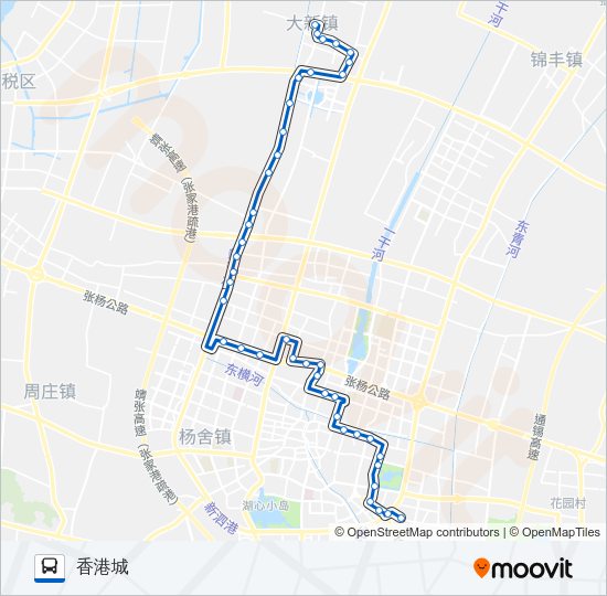 公交张家港205夜班路的线路图