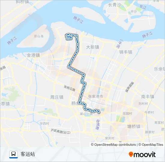 公交张家港206夜班路的线路图