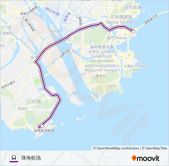公交珠海机场快 (港珠澳大桥)路的线路图