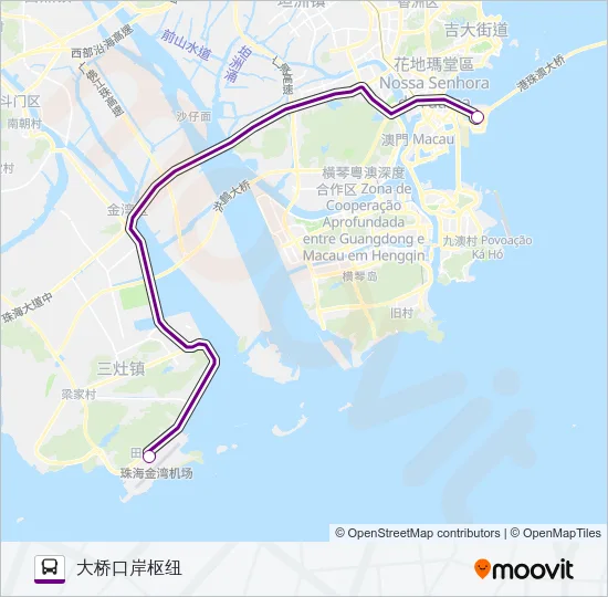 珠海机场快线 (港珠澳大桥) Bus Line Map