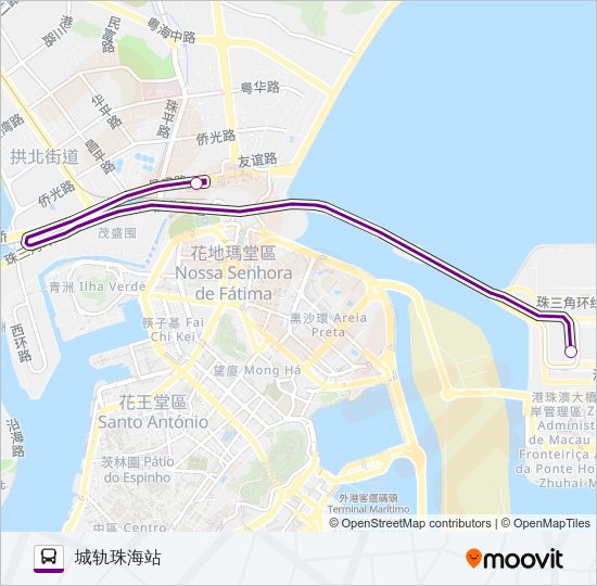 公交口岸巴士拱北专路的线路图