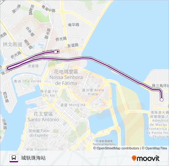 公交口岸巴士拱北专路的线路图