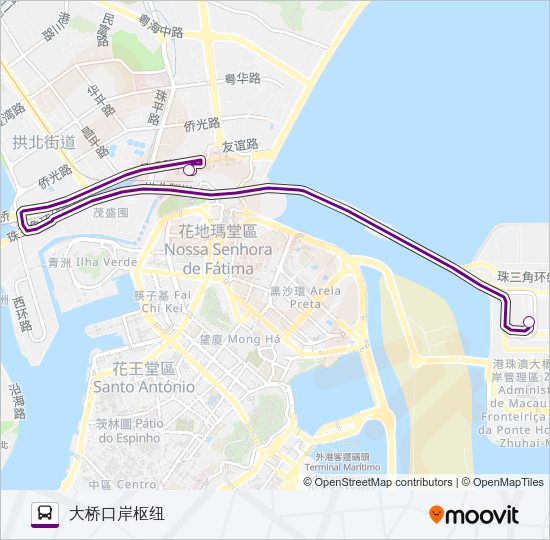 口岸巴士拱北专线 Bus Line Map