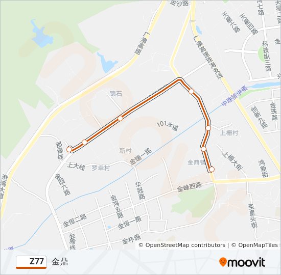 公交Z77路的线路图