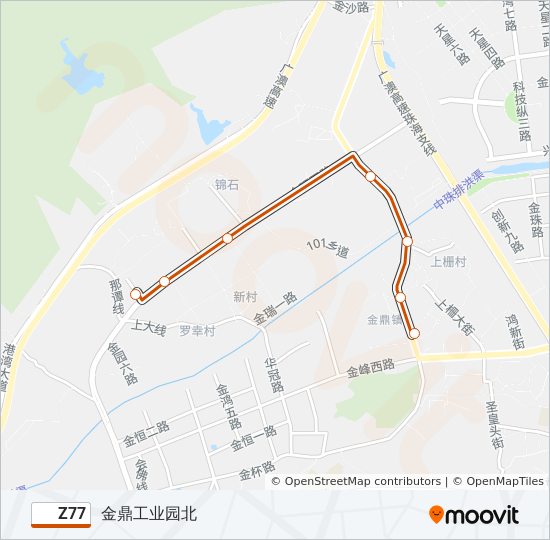 公交Z77路的线路图