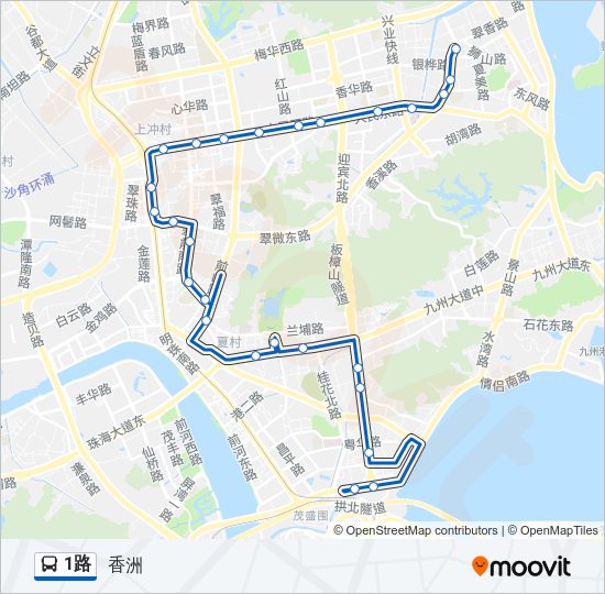 公交1路的线路图