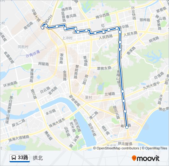 公交33路的线路图