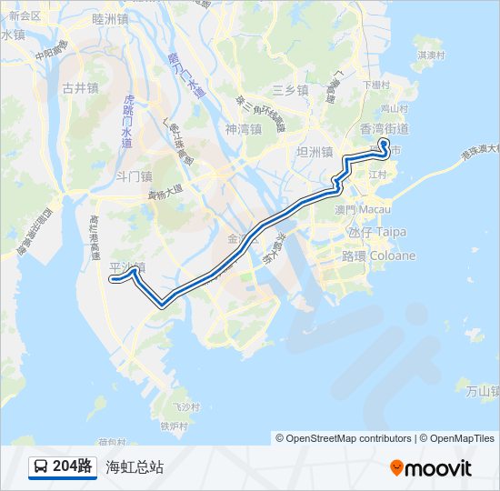 公交204路的线路图