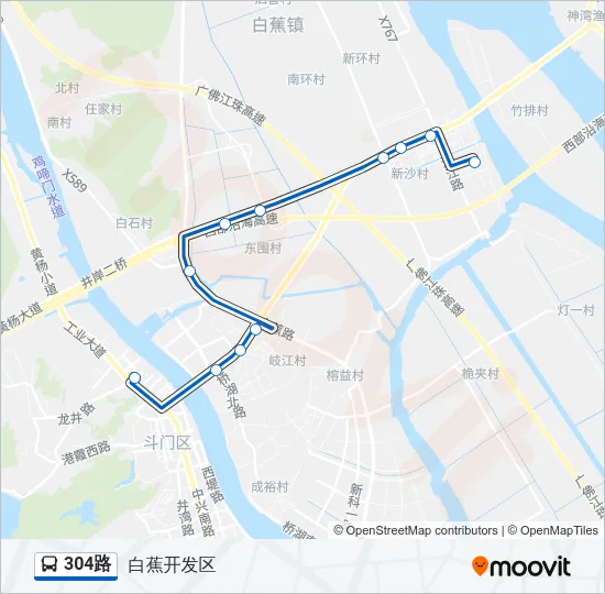 304路 Bus Line Map
