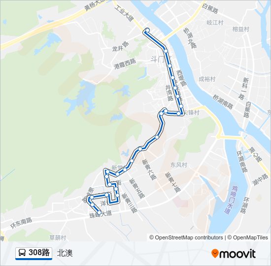 公交308路的线路图