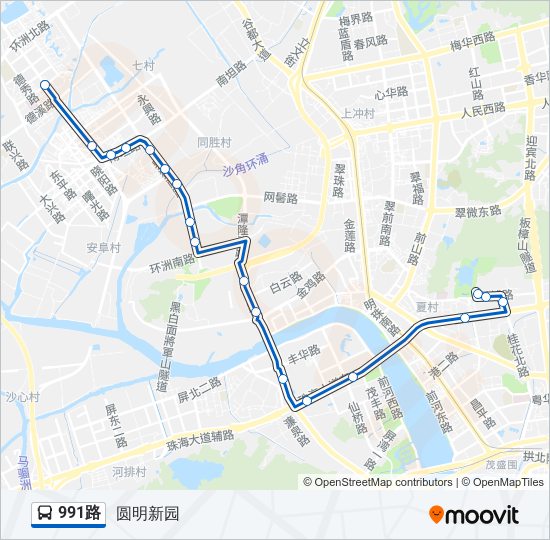 公交991路的线路图