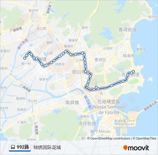 公交992路的线路图