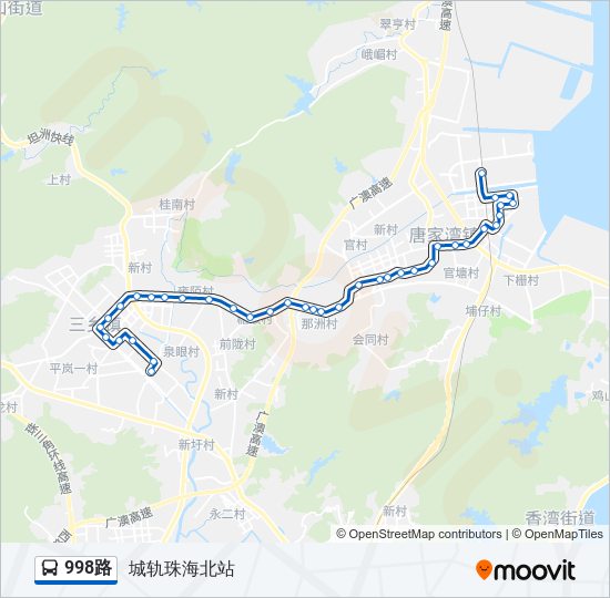 998路公交车路线图图片