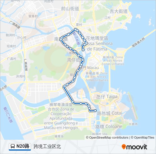 公交N20路的线路图