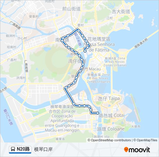 公交N20路的线路图