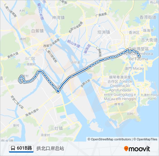 公交601B路的线路图