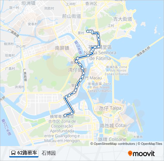 公交62班车路的线路图