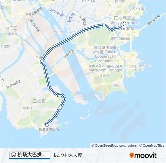 公交机场大巴拱北路的线路图