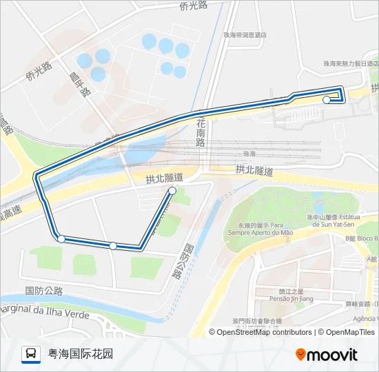 粤海国际花园-城轨珠海站免费专线 Bus Line Map
