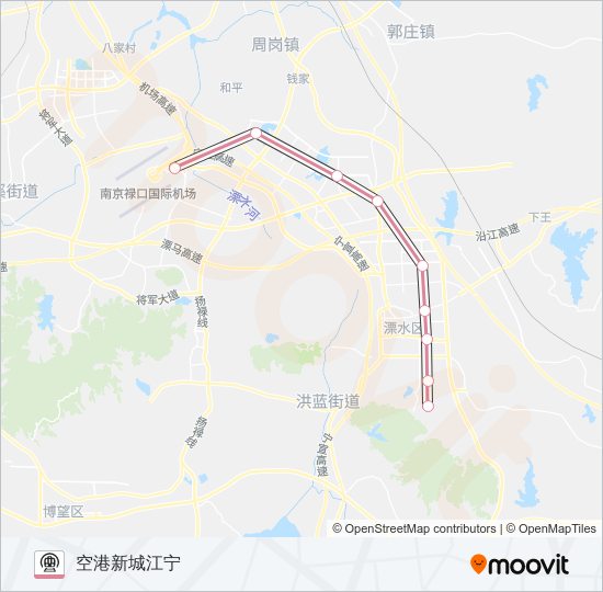 地铁S7号(宁溧城际)路的线路图