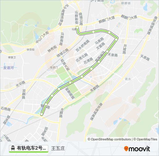 缆车有轨电车2号路的线路图