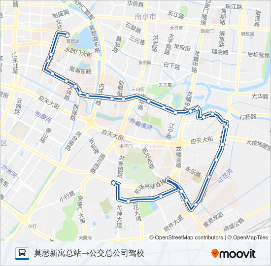 公交Y12夜间路的线路图