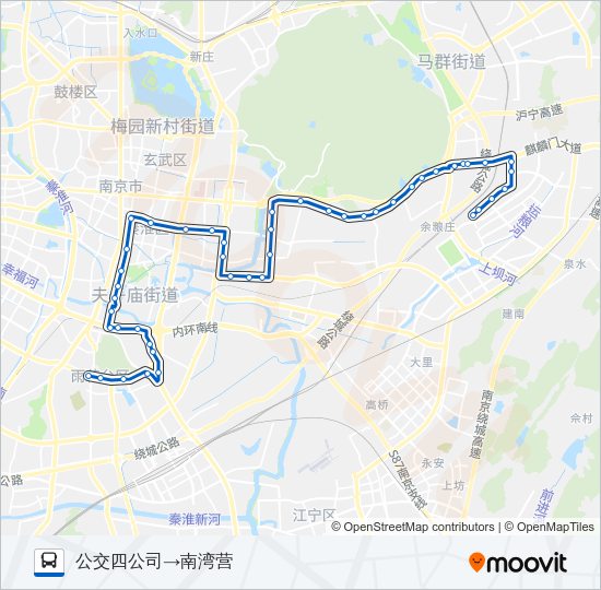 公交Y14夜间路的线路图