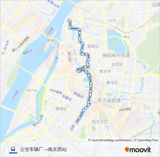 公交Y18夜间路的线路图