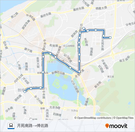 公交Y19夜间路的线路图