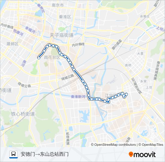 公交Y21夜间路的线路图