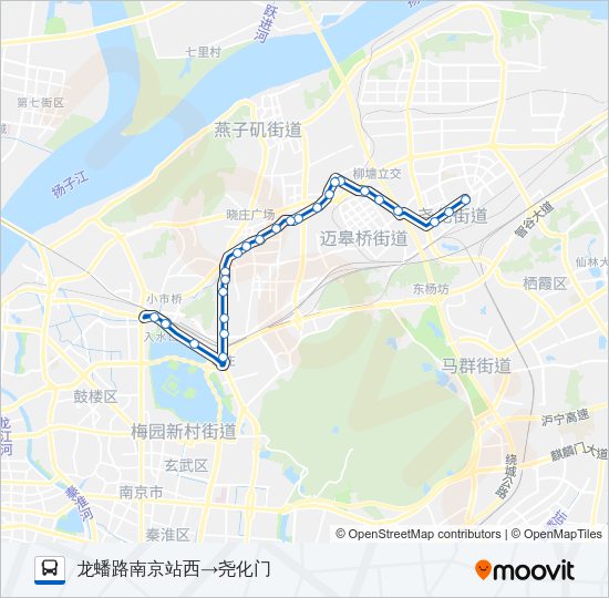 公交Y23夜间路的线路图