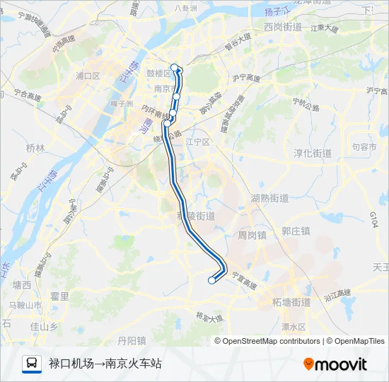 公交机场巴士1号路的线路图